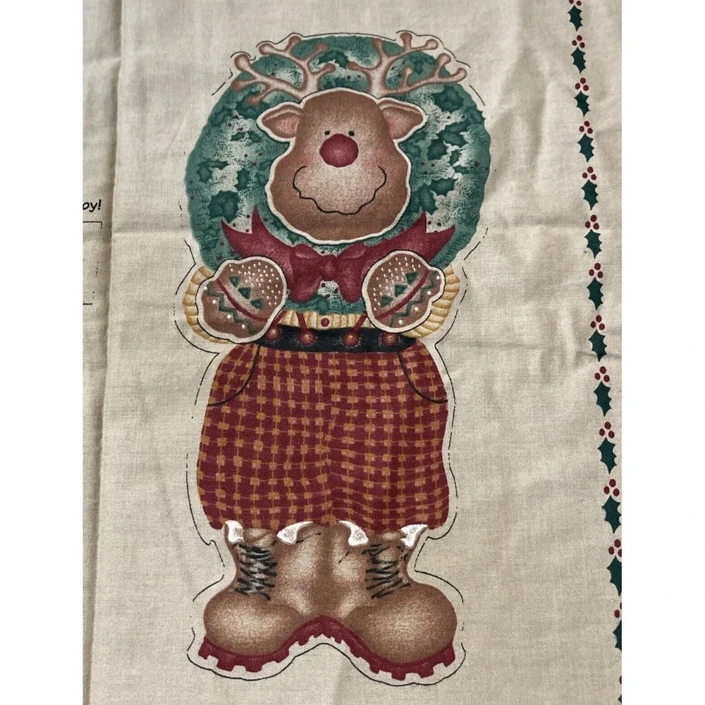 Vintage 90s Daisy Kingdom Fabric Reindeer‎ Door Wall Panel Christmas Cut & Sew